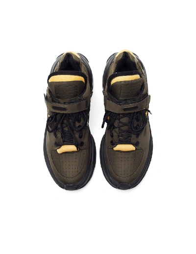 Shop Maison Margiela Khaki Retro Fit Sneakers In Black