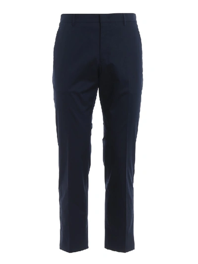 Shop Prada Light Twill Trousers With Stretch Bands In Black