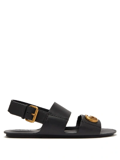 Shop Gucci Gg Marmont Leather Sandals In Black