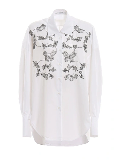 Shop Ermanno Scervino Beaded Over Shirt In White