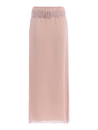 Shop Prada Light Pink Silk Chiffon Long Skirt