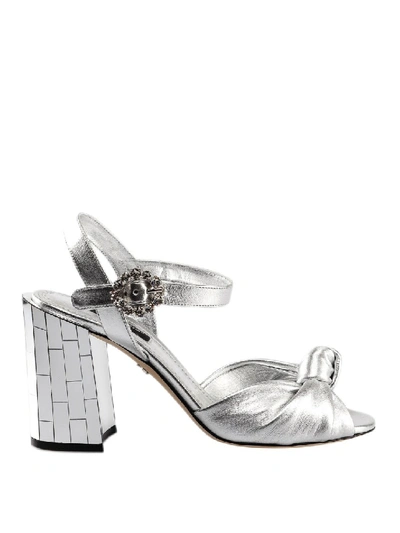 Shop Dolce & Gabbana Keira Laminated Leather Heeled Sandals In White