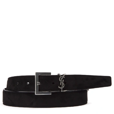 Shop Saint Laurent Black Leather Belt With Logo