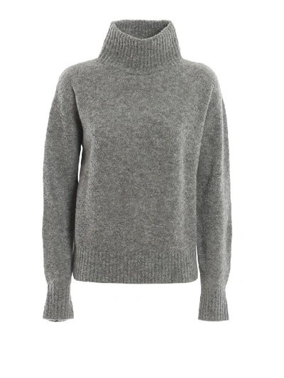 Shop Dondup Light Mid Grey Boucle Wool Blend Sweater
