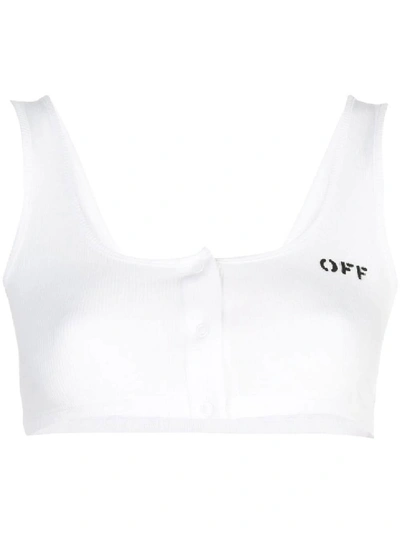 Shop Off-white White Women's Cropped Ribbed Tank Top