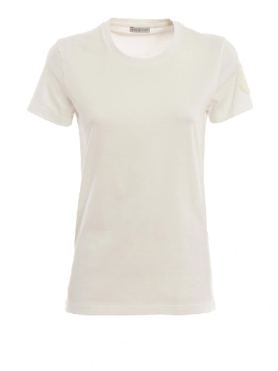 Shop Moncler Velvet Logo Patch T-shirt In White