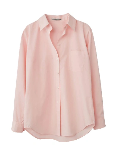 Shop Acne Studios Pink Women's Simona Logo Poplin Shirt In Neutrals