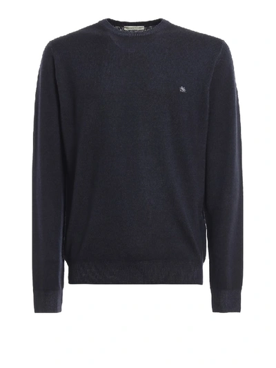 Shop Etro Midnight Blue Worsted Wool Sweater In Black