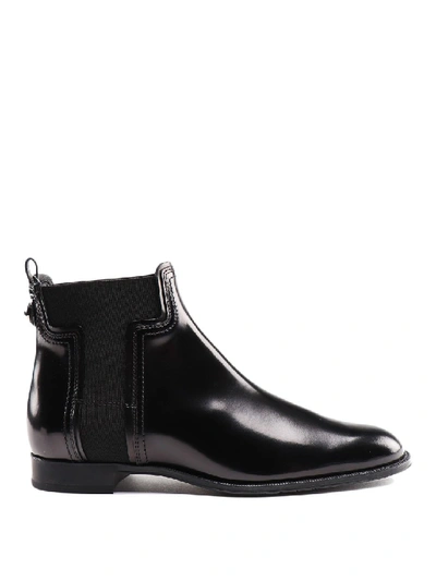 Shop Tod's Leather Chelsea Ankle Boots In Black