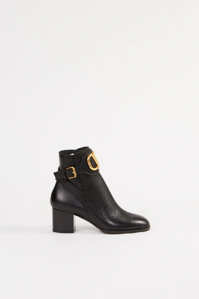 Shop Valentino Leather Ankle Boot With V Logo Black