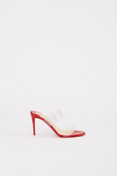 Shop Christian Louboutin Just Nothing 85 Red Mules In White