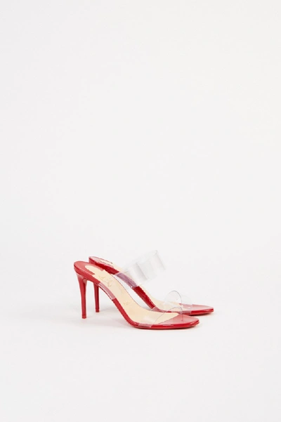 Shop Christian Louboutin Just Nothing 85 Red Mules In White