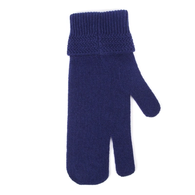 Shop Maison Margiela Blue Cashmere Blended Wool Gloves In Black