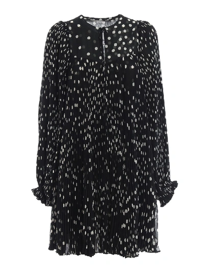 Shop Stella Mccartney Claire Polka Dot Pleated Dress In Black