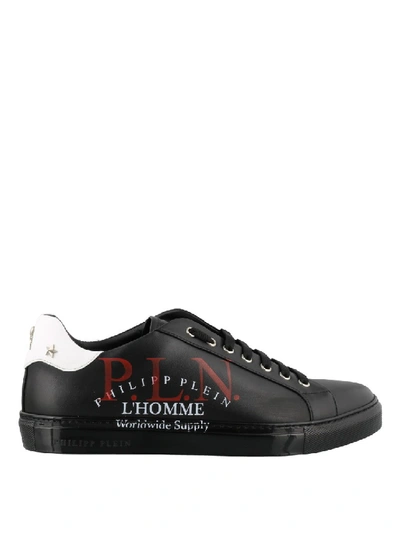 Shop Philipp Plein Pln Black Leather Low Top Sneakers