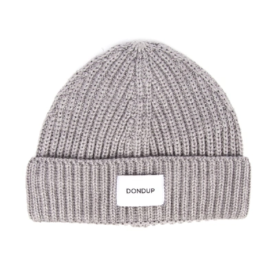 Shop Dondup Light Grey Wool Logo Hat