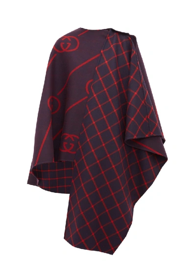 Shop Gucci Gg-jacquard Wool-blend Cape In Black