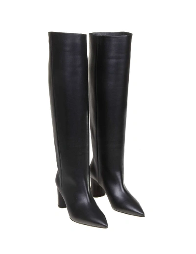 Shop Casadei Agyness Leather Boot In Black Colour