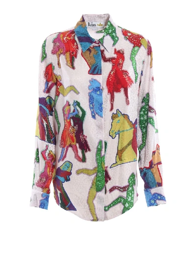 Shop Stella Mccartney All Together Now Printed Silk Shirt In White