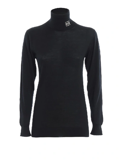Shop Loewe Finest Cashmere Roll Neck Sweater In Black