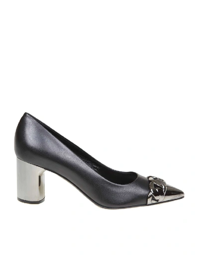 Shop Casadei Agyness Leather Decollete White Color In Black