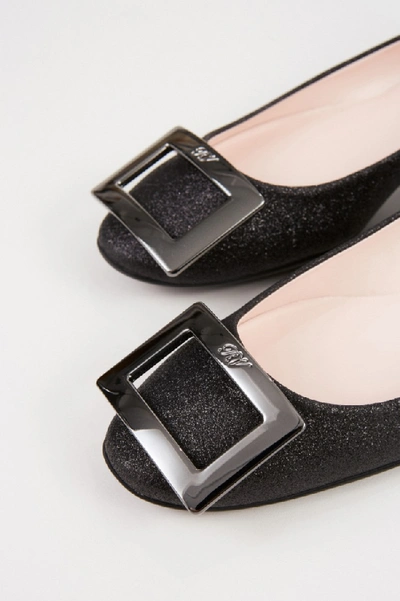 Shop Roger Vivier Flats 'gommette' With Glitter Leather Black