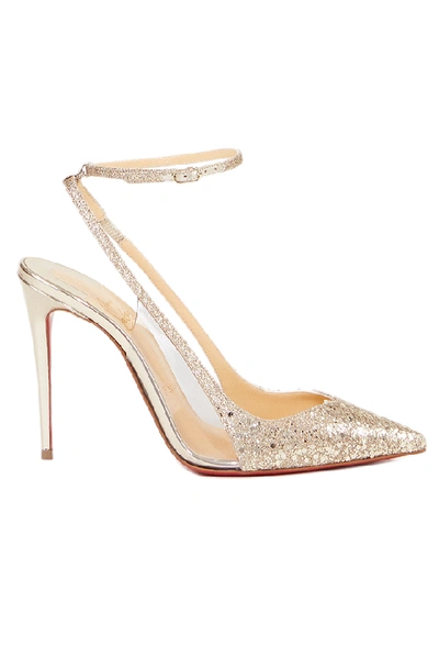 Shop Christian Louboutin Optichoc 100 Glitter Pumps In Neutrals