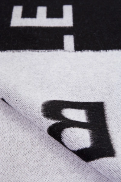 Shop Balenciaga Wool Scarf With Logo Black/white