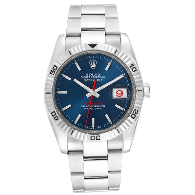 Shop Rolex Datejust Turnograph Blue Dial Oyster Bracelet Mens Watch 116264
