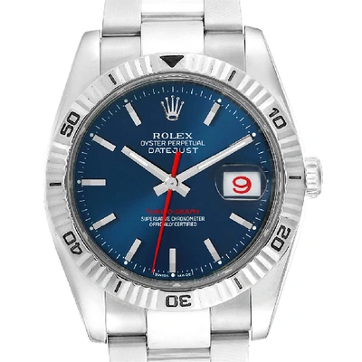 Shop Rolex Datejust Turnograph Blue Dial Oyster Bracelet Mens Watch 116264