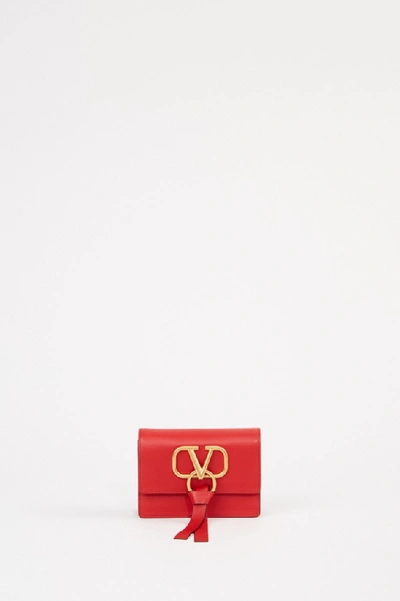 Shop Valentino Pochette Vring With Chain Strap Rosé In Red