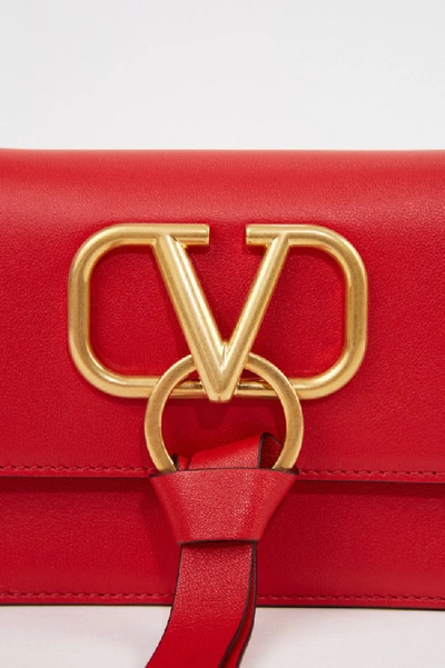 Shop Valentino Pochette Vring With Chain Strap Rosé In Red