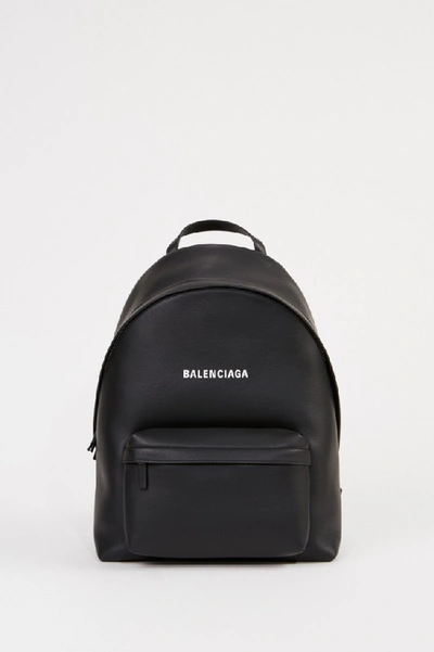 Shop Balenciaga Leather Backpack With Logo Black