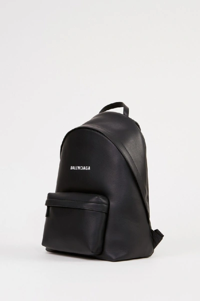 Shop Balenciaga Leather Backpack With Logo Black