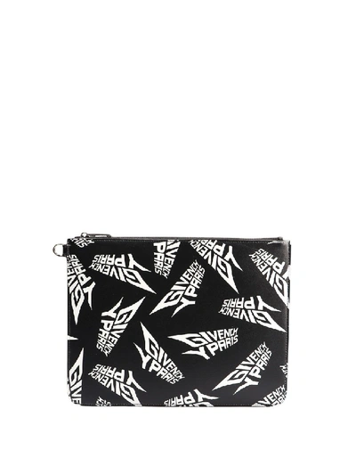 Shop Givenchy Logo Print Leather Pouch In Black
