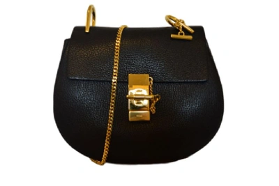 Shop Chloé Drew Leather Shoulder Bag In Black