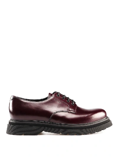 Shop Prada Chunky Sole Detail Leather Derby Shoes In Black