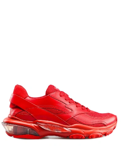 Shop Valentino Bounce Red Leather Sneakers