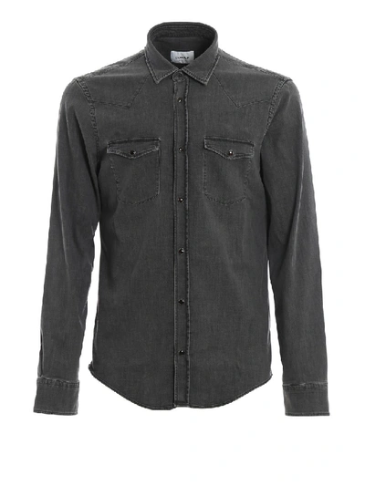 Shop Dondup New Western Denim Shirt In Black