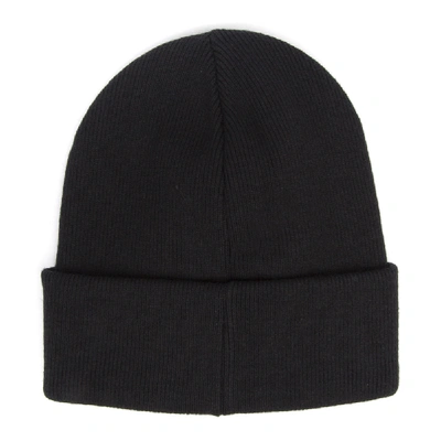 Shop Dsquared2 Black Wool Hat With Logo Patch