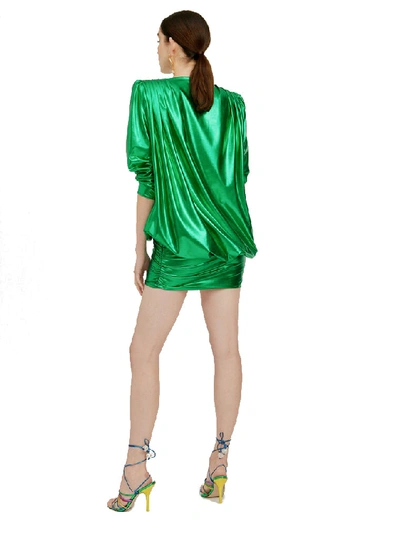 Shop Attico Lurex Minidress In Green