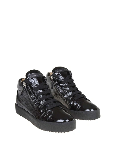 Shop Giuseppe Zanotti Design May Sneakers In Bright Leather Color Black In Grey