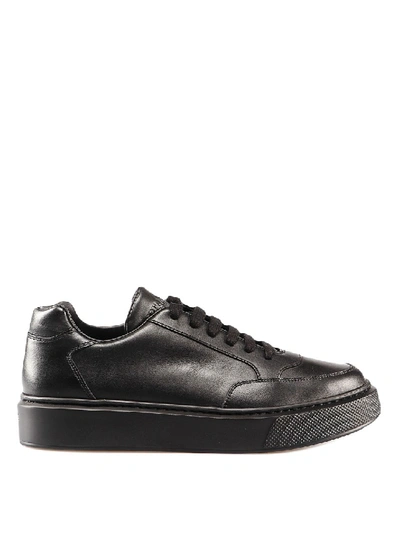 Shop Prada Street Eighty Leather Sneakers In Black
