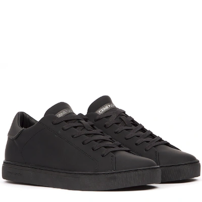 Shop Crime London Black Leather Low-top Sneakers