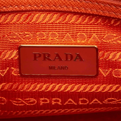 Pre-owned Prada Saffiano Leather Lux Promenade Satchel In Orange