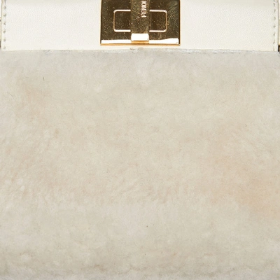 Shop Fendi Shearling Micro Peekaboo Crossbody Bag In Neutrals