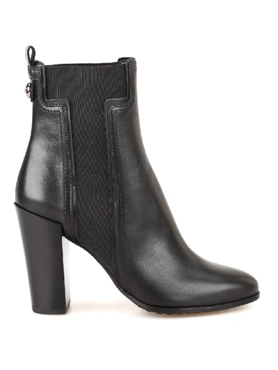 Shop Tod's Elastic T Leather Ankle Boots In Black