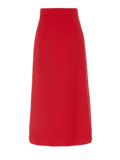 Shop Dolce & Gabbana Wool Long Skirt In Red