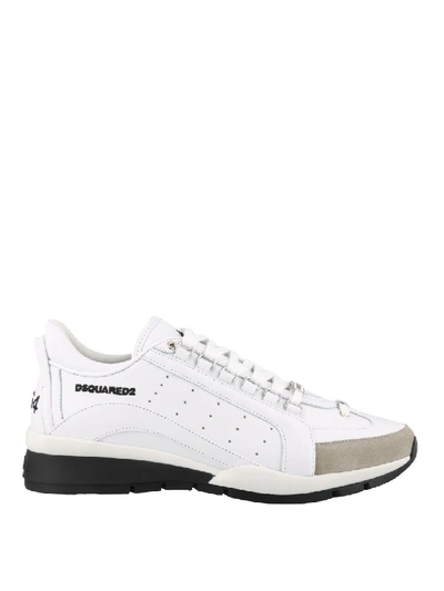 Shop Dsquared2 551 Leather And Suede Trainers In White