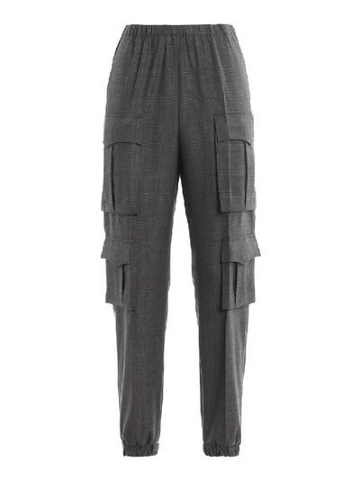 Shop Prada Wool Cargo Trousers In Grey